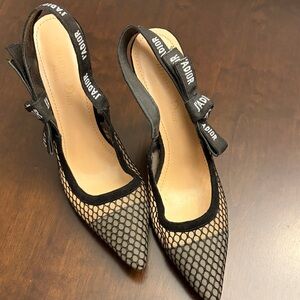 Dior Black Mesh Pointed Heels
